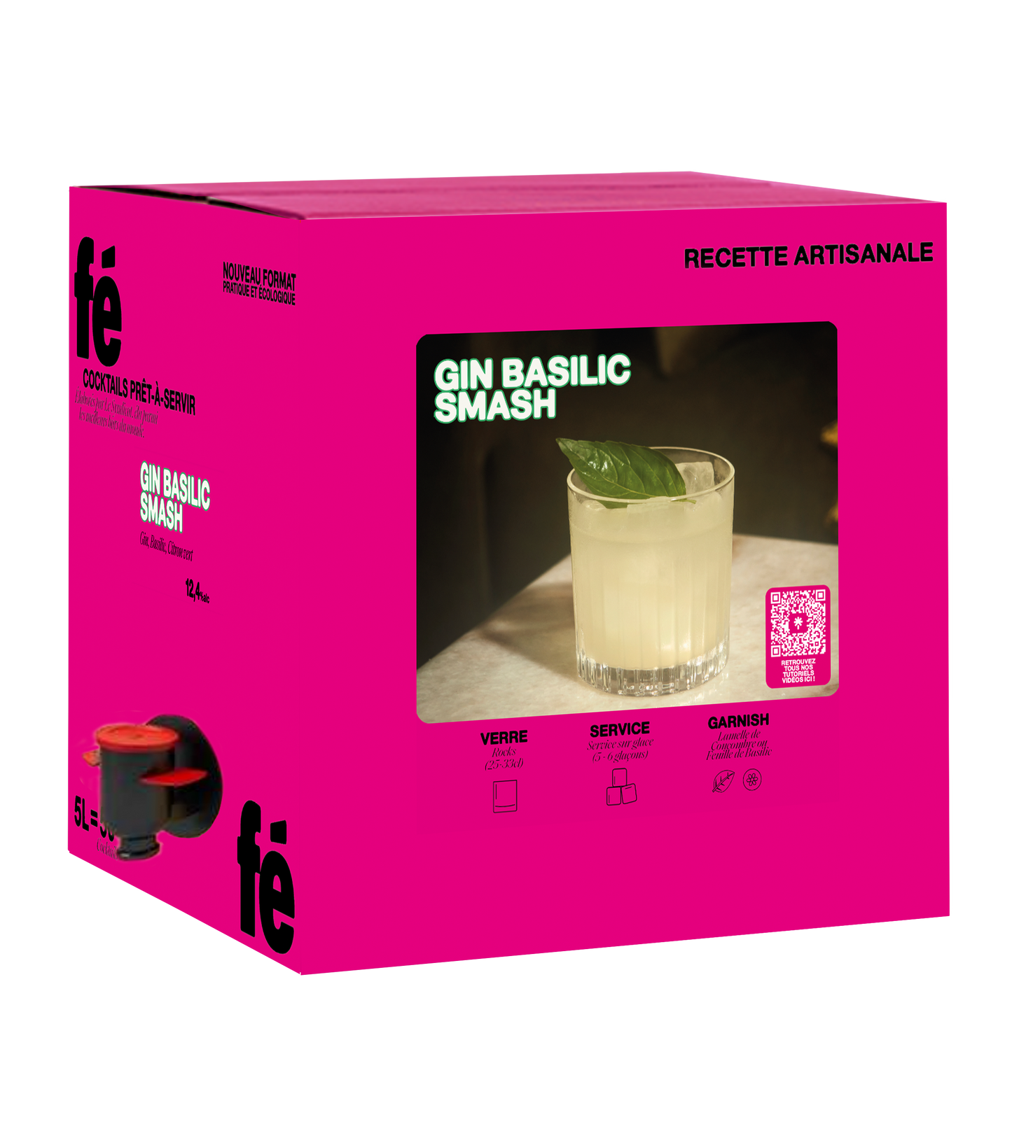 Basil Smash 50 Cocktails - Cocktail prêt à servir - Rose - 5L - FÉFÉ
